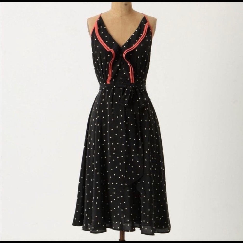 Girl from Savoy Anthropologie Black Coral Dress 8
